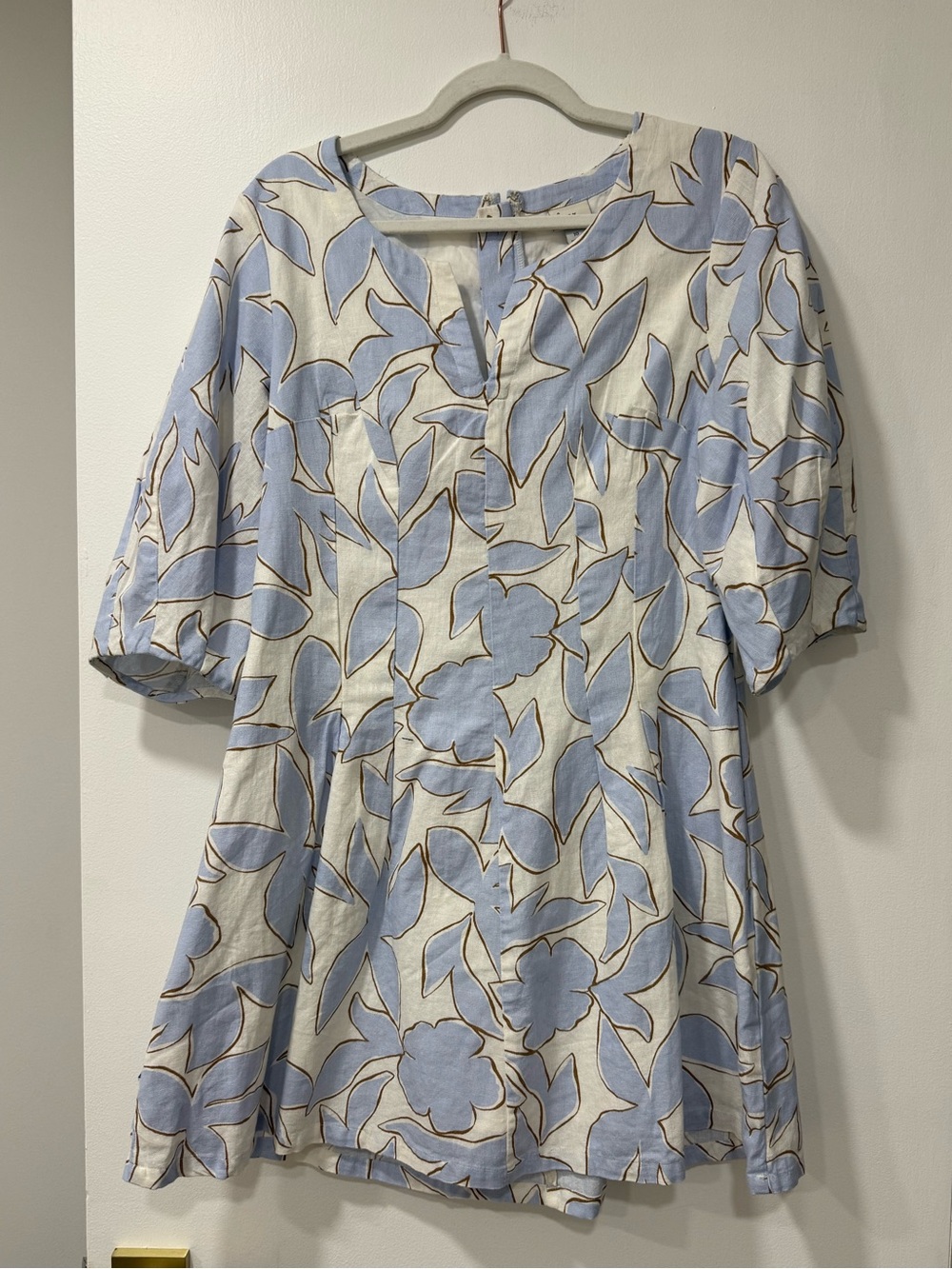 a new day Blue and Cream Floral Split-Neck Tunic